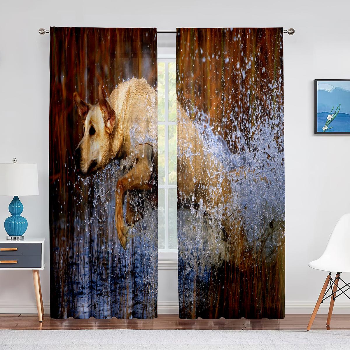 Тюлевые шторы с изображением собаки — фото 8