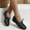Fashion Women's Ballet Shoes Autumn New Height Increase Vintage Lace Up Fashion Single Shoes Comfortable Soft Sole Non Slip Casual Flats