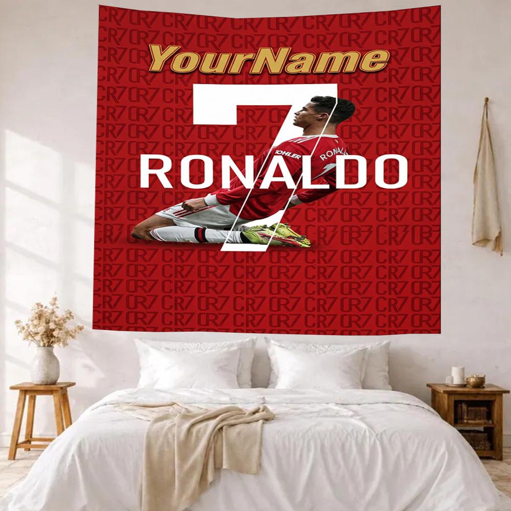 Cristiano Ronaldo Custom Your Name Wall Decor Tapestry Art For Pet Memorial Birthdaywedding Party Backdrop Family Gift