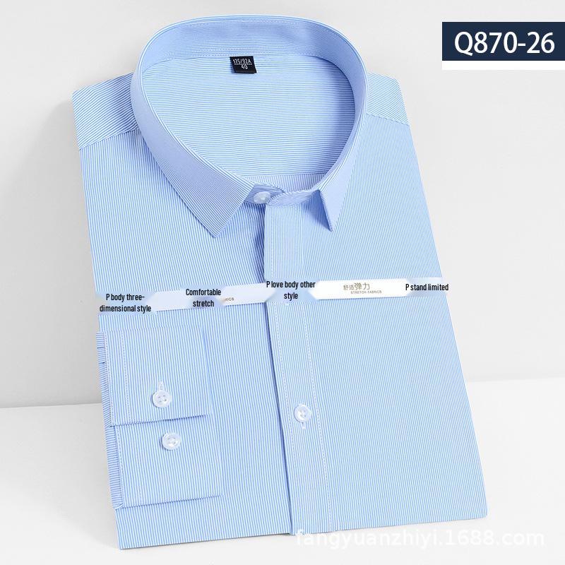 Men's Long Sleeve Bamboo Fiber Slim Fit Shirt - Solid Color, Iron-Free, Micro-Elastic.