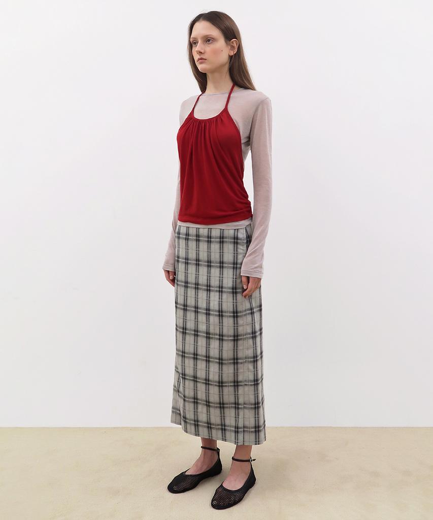 Sinun Check H-Line Skirt (Light Grey)