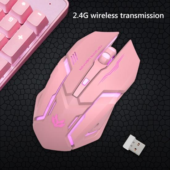 Mouse Ottico Wireless Ricaricabile USB T1 Ergonomico 2.4G Silenzioso Retroilluminato per Gaming