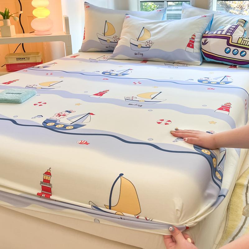 1Pc Cotton Bed Sheet For Kids Cartoon Style Car Printed Fitted Sheet With Elastic Band For Boys Pure Cotton Single Bed Cover