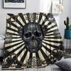 1Pc Skull Print Flannel Blanket, High quality Comfortable for All Seasons, Home Decor, Warmth and Comfort, Perfect for Christmas Gifts W52