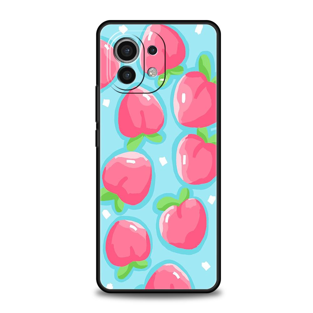 Phone Case Cover for Xiaomi Poco F7 F6 F5 F4 F3 X7 X6 X5 X4 X3 NFC M4 C51 C55 GT Pro 5G Soft TPU Fundas Cartoon Fruit Peach Bags
