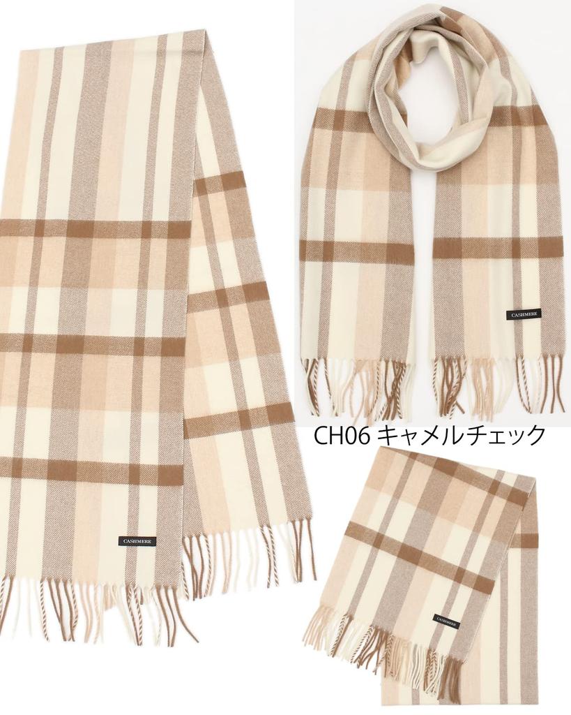 Buyer Wool Cashmere Sustainable Scarf and Cashmere Solid Check Camel [Women's Men's] (CH06 Check) NWCH30-CH06