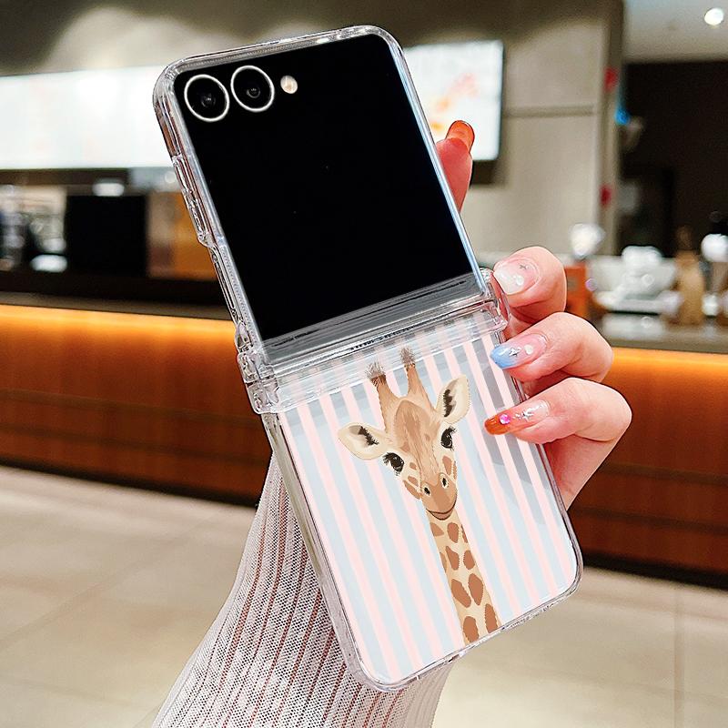 Coconut Stripe Pattern Case For Samsung Galaxy Z Flip 8 7 FE 6 5 4 Z Flip8 Flip7 Flip6 Flip5 Hinged Clear PC Slim Hard Folding Phone Cover