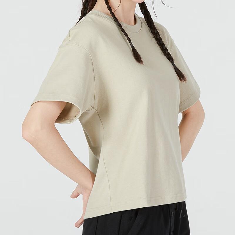 New Balance Set in Sleeve T Shirt Women's Beige (Unisex) T-Shirts AWT22317 LGB