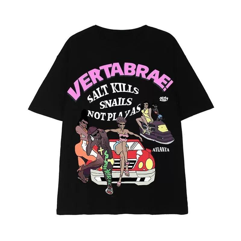 Vintage West Coast , American Summer High Street Ins Pure Cotton Short-sleeved Vintage Loose Printed Men's and Women's T-shirt