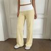 Women Low Waist Patchwork Flared Yoga Pants Stretchy Athletic Casual Trousers for Fitness and Leisure Wear
