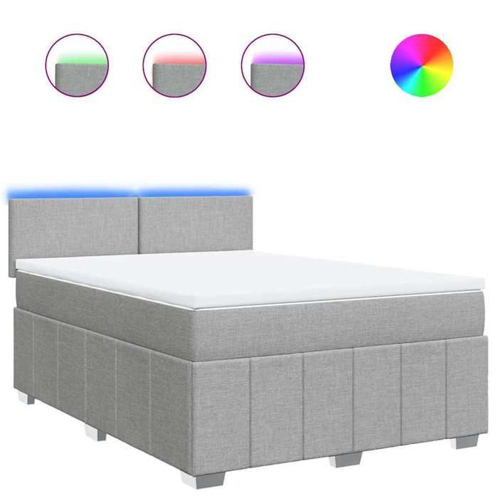 VidaXL Slat Bed Base with Mattress Light Grey 140x200cm Fabric 3289384