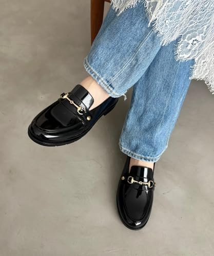 Bit Motif PVC Rain Loafers/Women's R-1021BLACK36