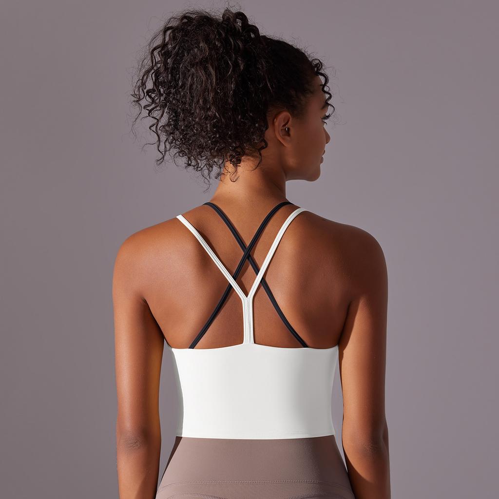 New Nude Camisole Sports Bra With Beautiful Back, Fake Two-Piece One-Piece Coaster, Yoga Bra, Shock Resistant Fitness Vest For Women