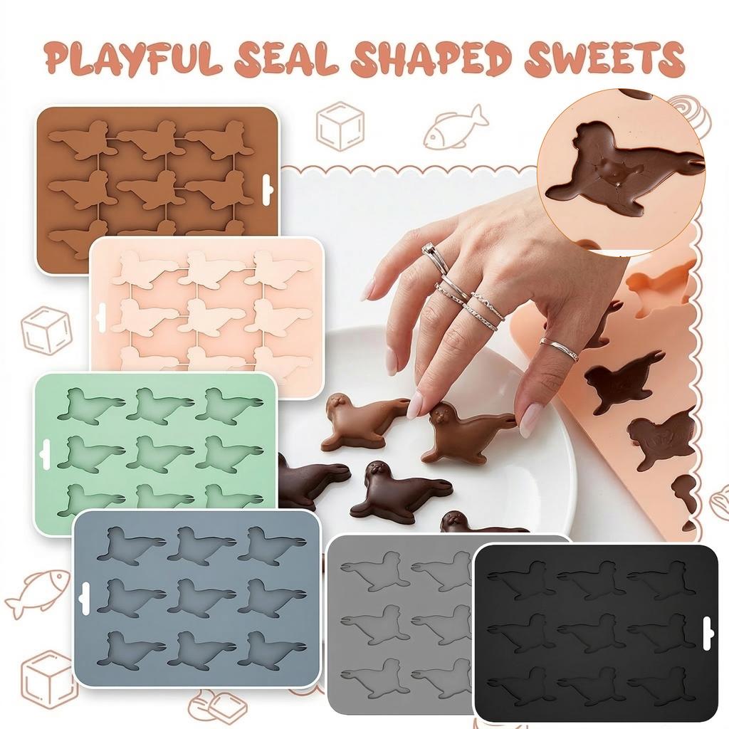 Animals Ice- Mold - Ocean Animals Turtle,Dolphins,Penguins,Silicone Mold For Baking Muffin Cake, Chocolate,Candy, Soap