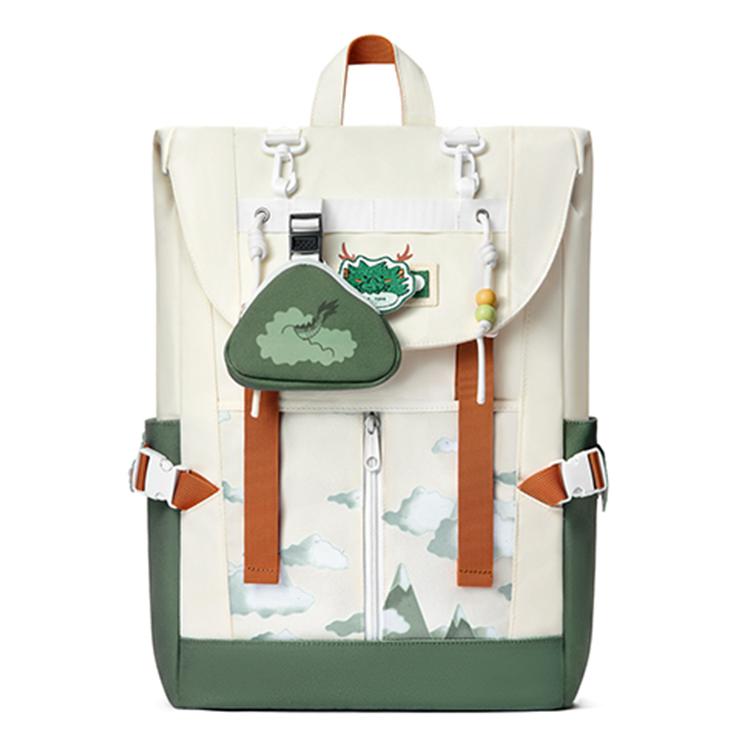 New MR.ACE HOMME Fabric High School Backpack Travel Large Capacity Laptop Bag Commute Unisex Auspicious Clouds Green MR23D2943B
