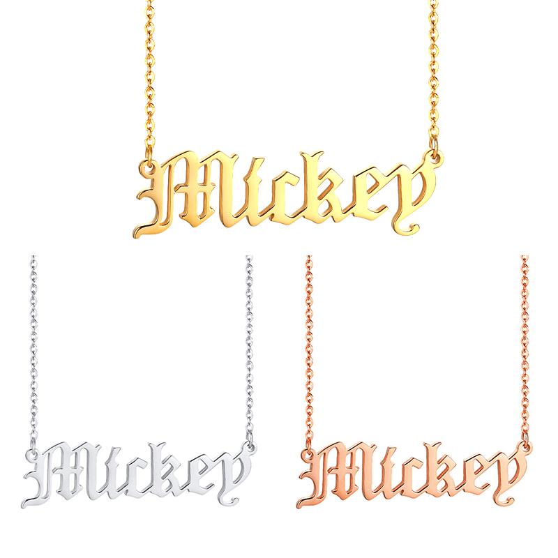 Vnox Personalized Name Necklace Custom Made Any Name Font Stainless Steel Metal Women Jewelry