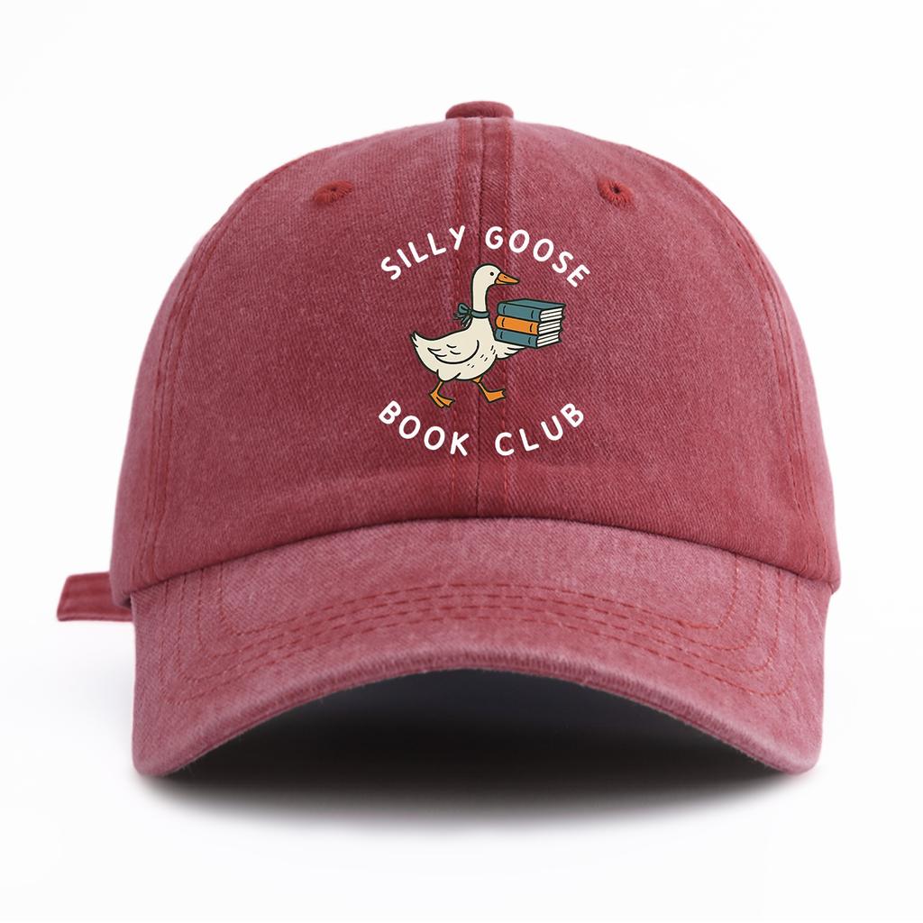 1pc BOOK CLUB Print Washed Baseball Cap for Adults,Minimalist Retro Style Casual Soft Adjustable Dad Hat,Perfect As Gift
