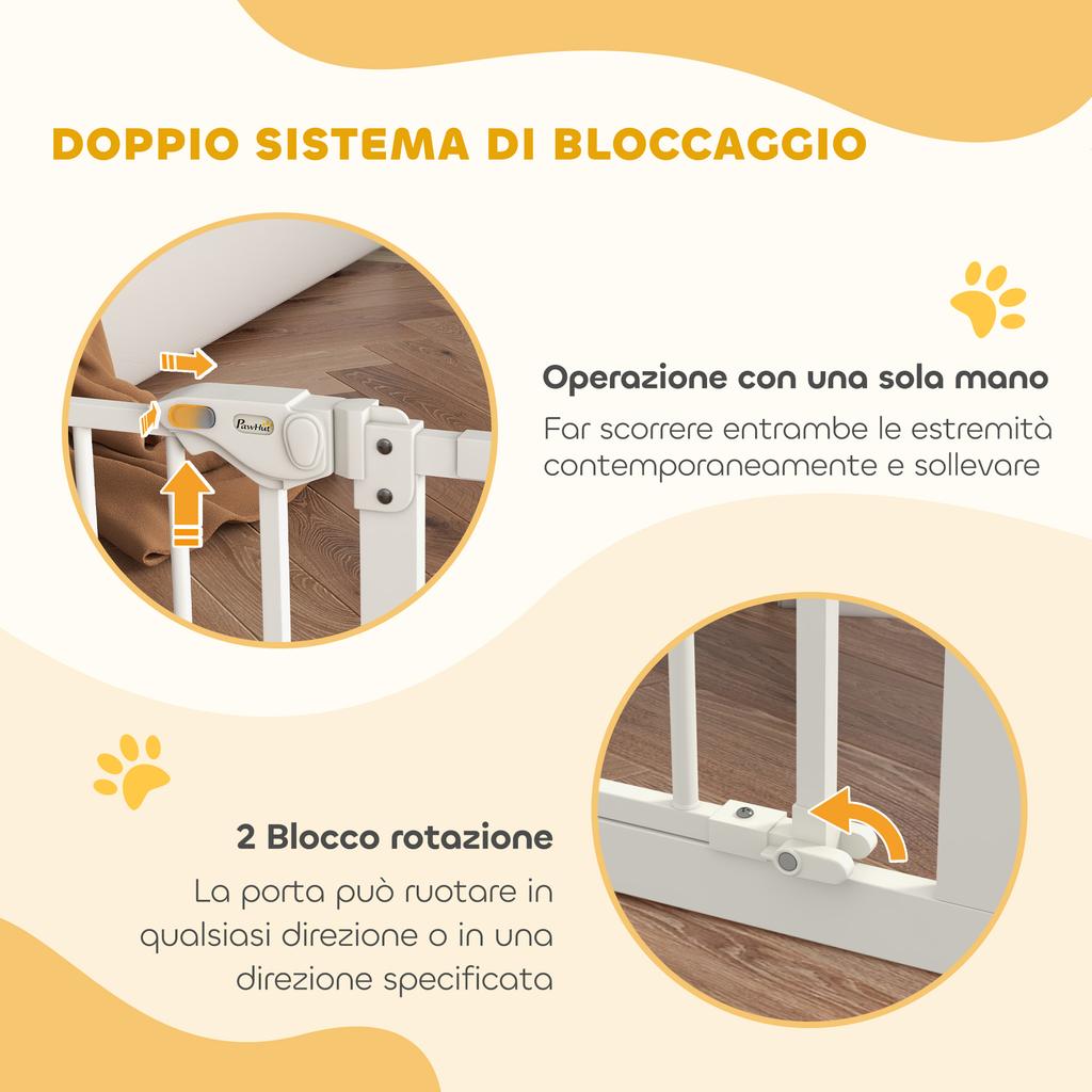 Adjustable Dog Gate Up To 100 Cm Without Screws with 2 Extensions and Height 72 Cm, White