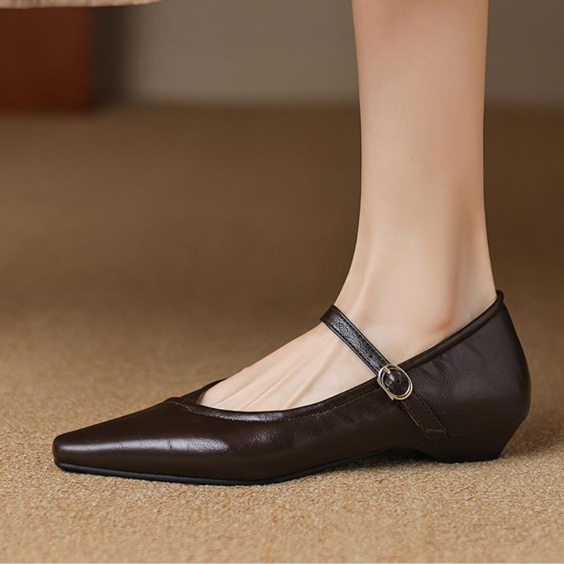 Eleganta Damskor med Låg Klack Mary Janes 2025 Mode Remmar Svart Nude Ballerinaskor Fest Bröllop Kontorsskor Kvinnliga Bekväma