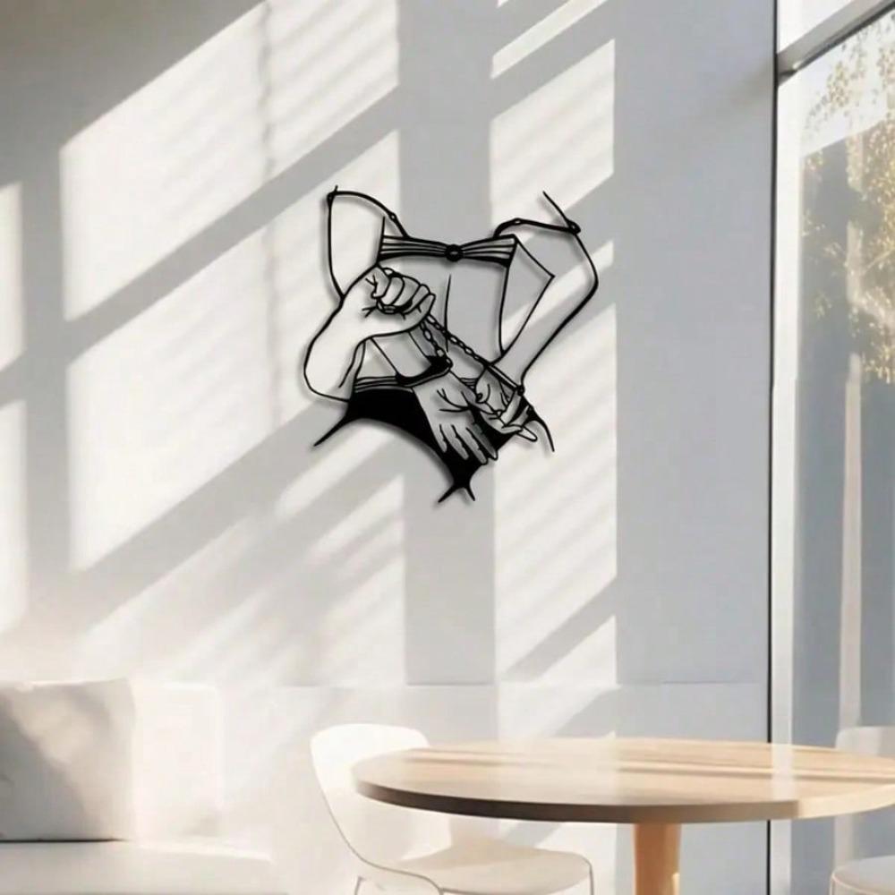 Black Modern Female Silhouette Metal Wall Art Wrought Iron Line Bedroom Decor Unique Gift