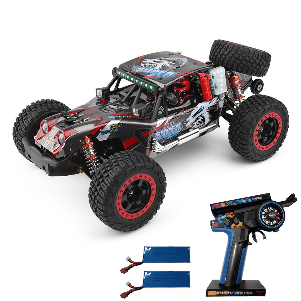 Remote Control Car, 2.4 GHz 60 KPH High Speed 4WD Electric Vehicle with Brushless Motor and LED Lights, Rechargeable