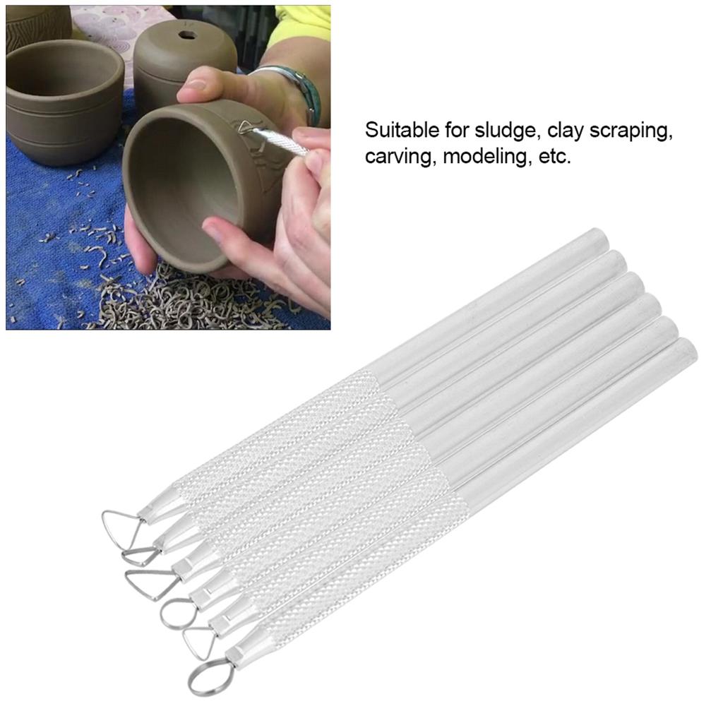 6PcsSet Aluminium Alloy Engraving Carving Scraper Clay Pottery Sculpting Tool Set