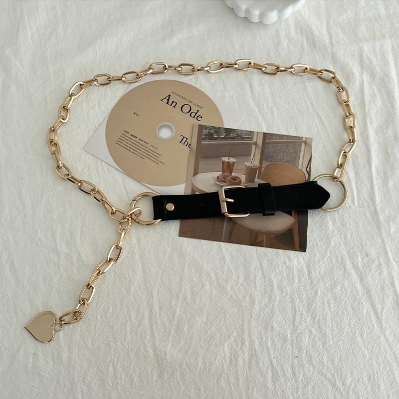 

Style Eyecatching Punk Metal Chain Heart Waist Belt Accessory For Young Women золотой