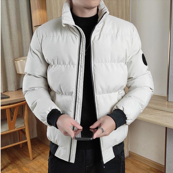 Men's Down Jacket Thickened and Warm Cotton Jacket for Autumn and Winter Pure Color Loose Down Jacket