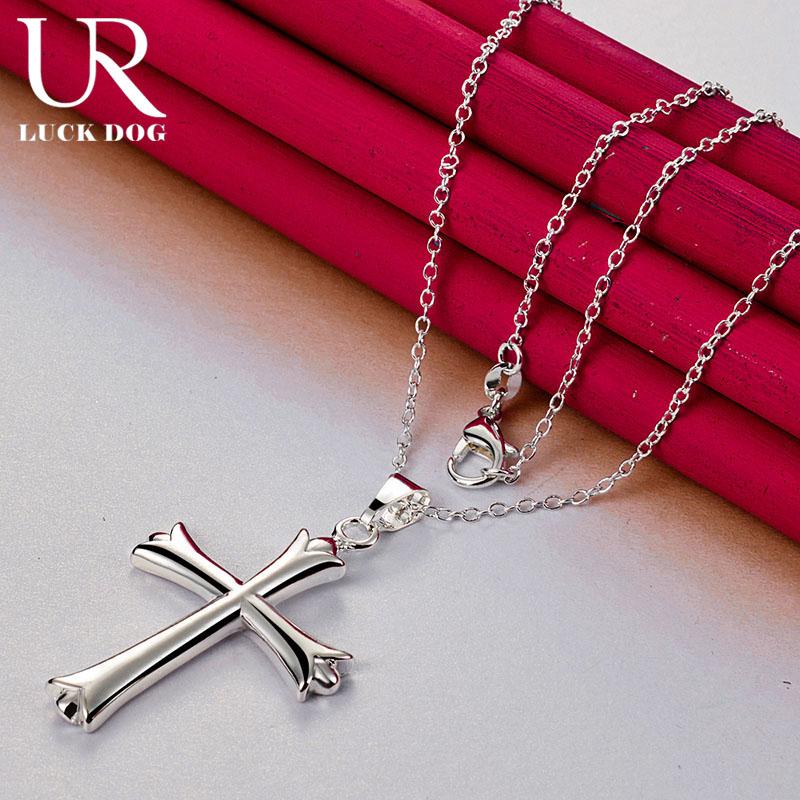 925 Sterling Silver Classic Cross Pendant Necklace Fashionable Wedding Jewelry