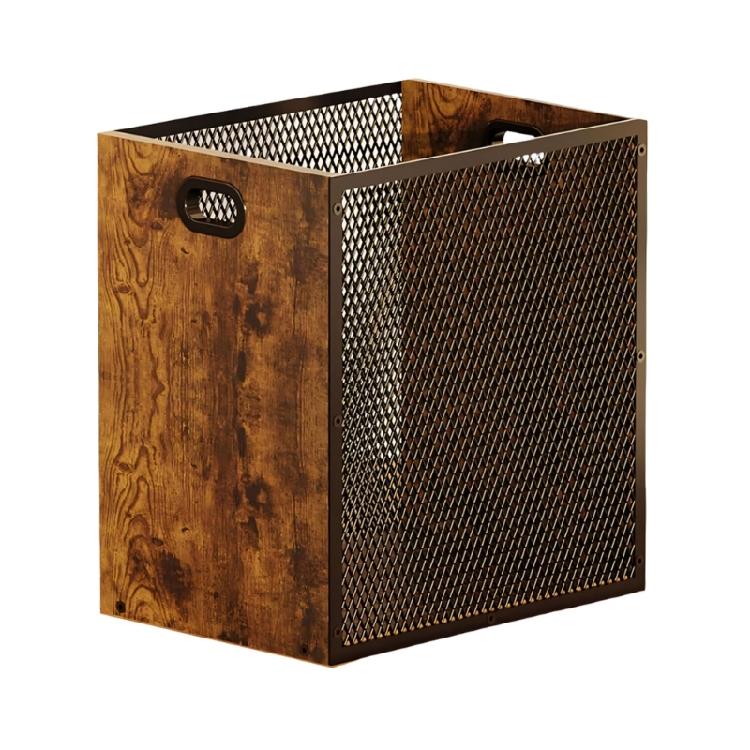 

Conventional Workshop Pattern Waste Container Timber And Wire Structure Excellent For Corner Placement At House Or Workplace 1