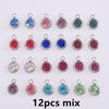 12pcs Mix Birthday Pendant Round Stainless Steel Rhinestone Charms For Jewelry Making Supplies DIY Necklace Bracelets Materials