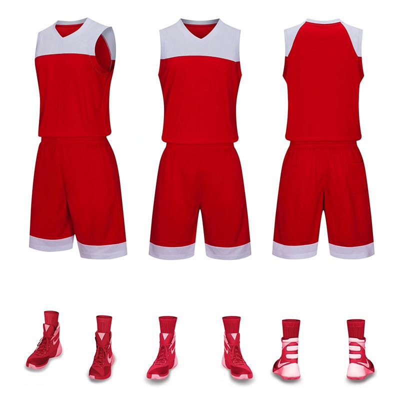 Men's Reversible Basketball Uniform Set - Printed Team Jersey & Shorts