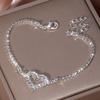 Valentine's Day - Themed Adjustable Chain Bracelet with Hollow Heart Shape Studded with Sparkling Rhinestones