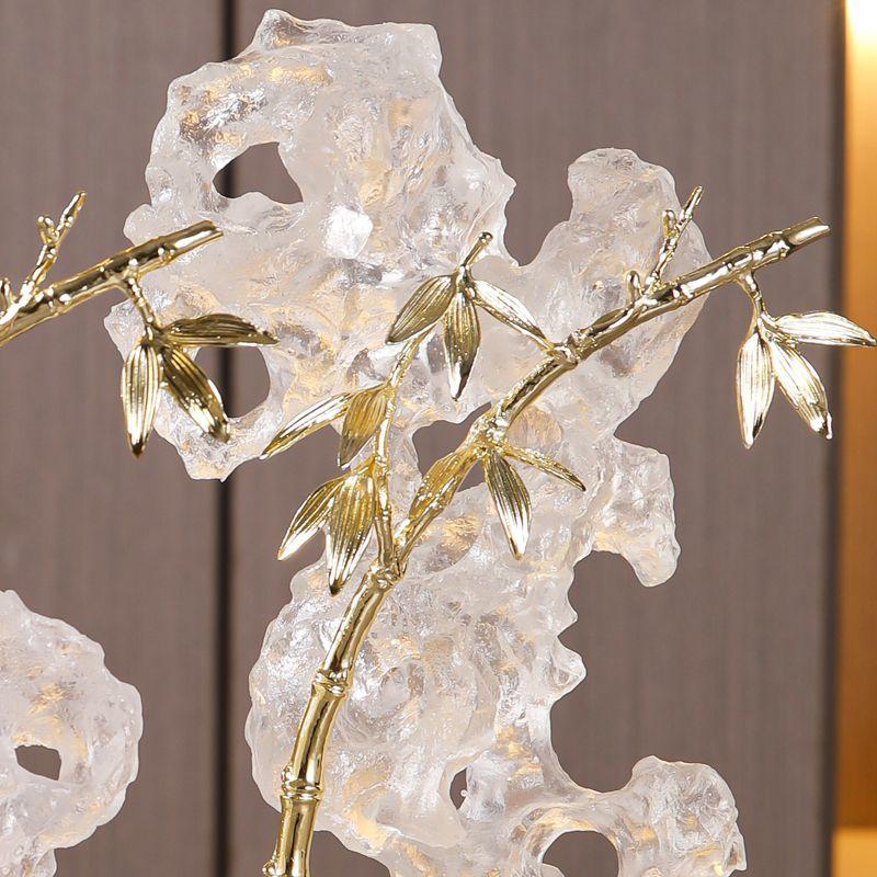 Luxury Black Crystal Base Resin Taihu Lake Stone Figurines Store Office Desk Furnishing Crafts Home room Table Sculpture Decor