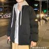 New Japanese trendy brand hooded jacket men's loose large size cotton-padded jacket thickened fake two-piece cotton-padded jacket men's handsome