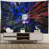 Moon Forest Tapestry Wall Hanging Psychedelic Night Sky Trees and Stars Fabric Polyester Home Decor Background Fabric