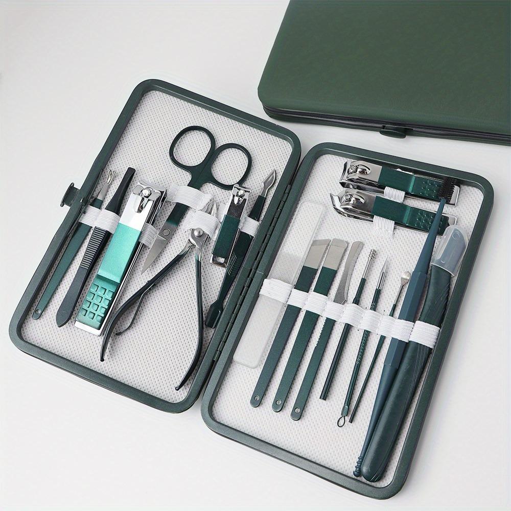 18 pice professional manicure scissors pedicure tool suit, nail tools foot facial grooming suit manicure suit  with