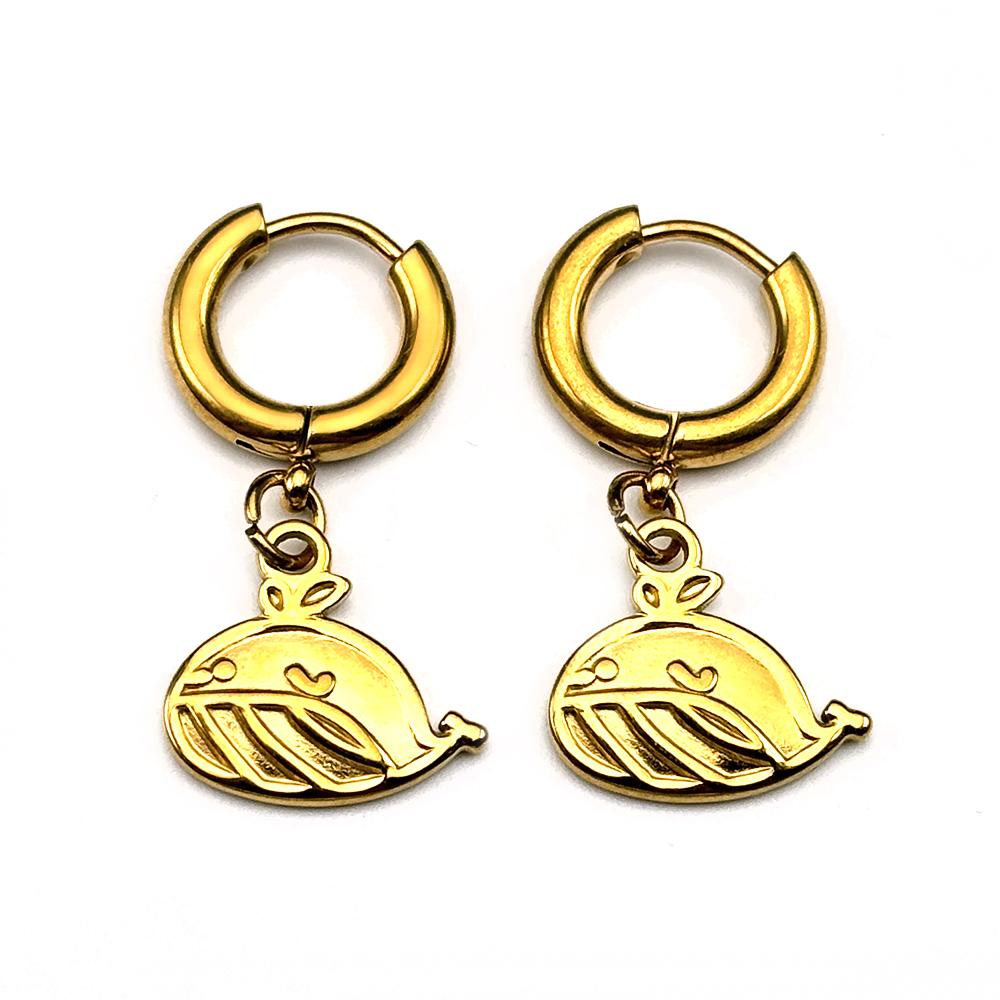 Cute Cartoon Whale Dangle Hoop Earrings For Women Men Stainless Steel Ocean Animal Drop Earring Daily Jewelry Accessory