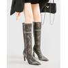 Fashion Retro Rubbed High-Top Biker Boots Slimming Thigh-High Botines Femininas Stiletto-Heeled Pointy-Toe Over-The-Knee Botas