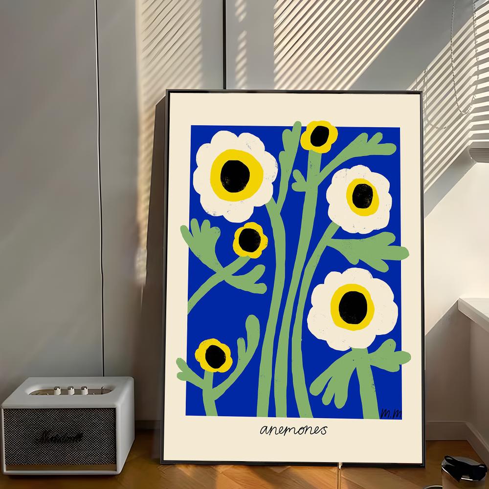 Colorful Anemones Shapes Flower Market Poster Decor Vintage Decorative Painting Classic Movie Posters Wall Art Painting