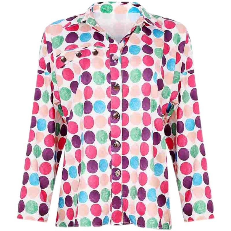 Autumn new European and American loose lapel women's shirt fashionable commuter print long-sleeved shirt women