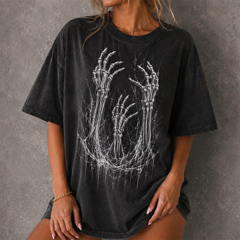 Halloween Gothic Ghost T-shirt Men Women Vintage Black Oversized 3D Print Tee Skull Graphic Short Sleeve Casual Streetwear Top