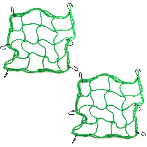 2 PCS Cargo Net,11.8 Inch X11.8 Inch Rack Bungee Net 6 Adjustable Hooks For Bike Bicycle Motorcycle (Black)