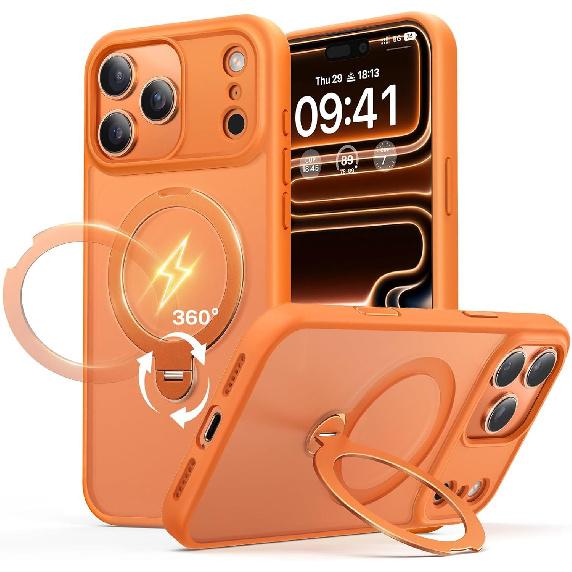 Suitable for iPhone 17 Pro Max Phone Case, 360-degree Rotating Magnetic Stand, Apple 16 Anti-drop Protective Cover 5