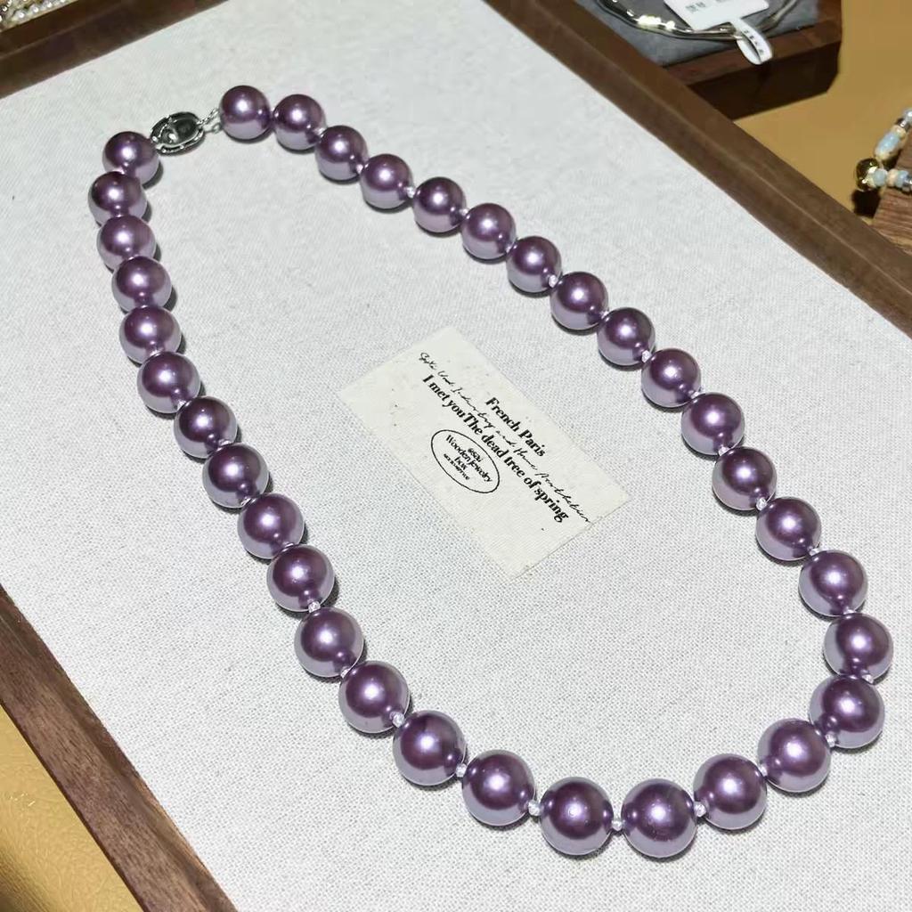 Elegante Collana di Perle Tahitiane Viola da Donna - Versatile Catena per Maglione di Alta Gamma, Regalo Perfetto per la Mamma