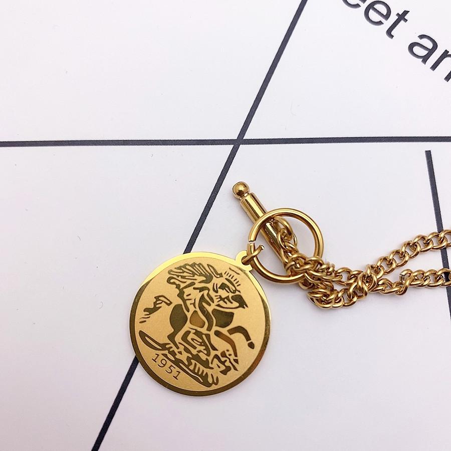 Korean Style Titanium Steel Portrait Pendant Necklace for Women – Elegant Collarbone Chain золотой однослойный