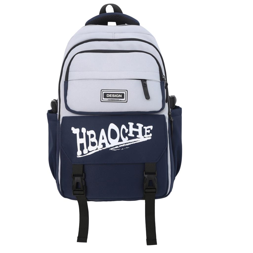 Casual simple and lightweight backpack large capacity letter printing junior high school high school student schoolbag female couple travel bag