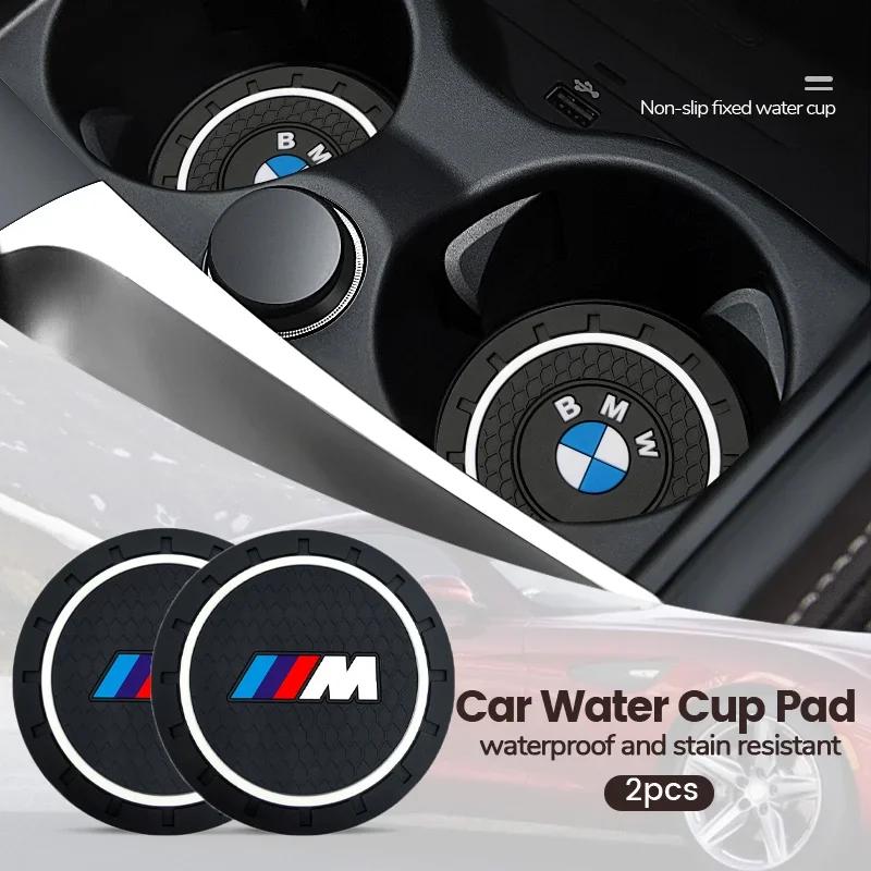 XMYF2 2025 New 2Pcs Silica Gel Car Coaster Water Cup Anti-slip Pad Auto Accessories For BMW X1 X2 X3 X5 X4 X6 X7 G30 G20 G32 G11 G12 F
