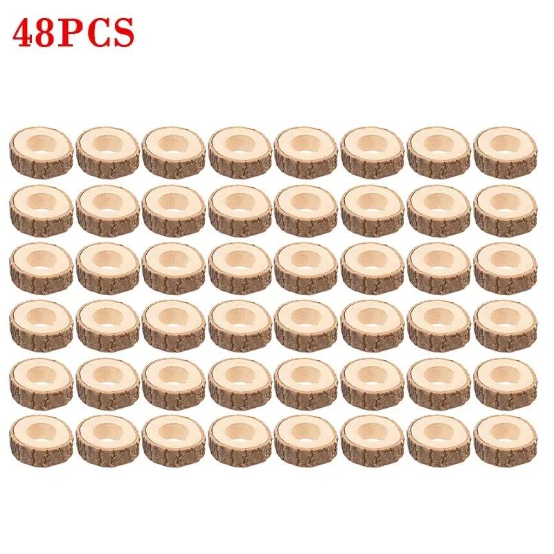 6PCS/Suit Creative Wooden Napkin Rings Party Table Wedding Supplies Decoration Rustic Vintage Bark Stump Craft Ornament