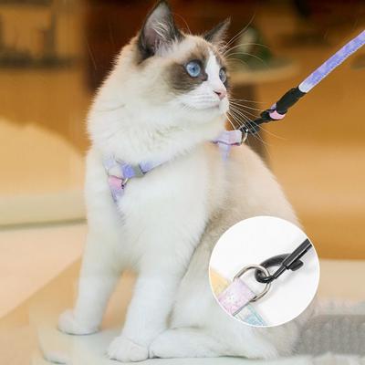 Escape Proof Cat Harness and Leash Set Gradient Cat Collar Lead Leash Kitten Strap Collar  Travel